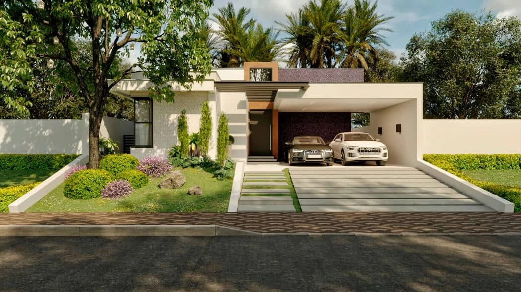 Casa moderna construída com planejamento do INSS